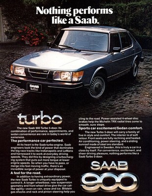 1979 Saab 900 Turbo: Nothing Performs Like a Saab Vintage Print Ad