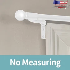 Adjustable Curtain Rod Smart Rods Wall Mount Easy Install Decorative Finials New