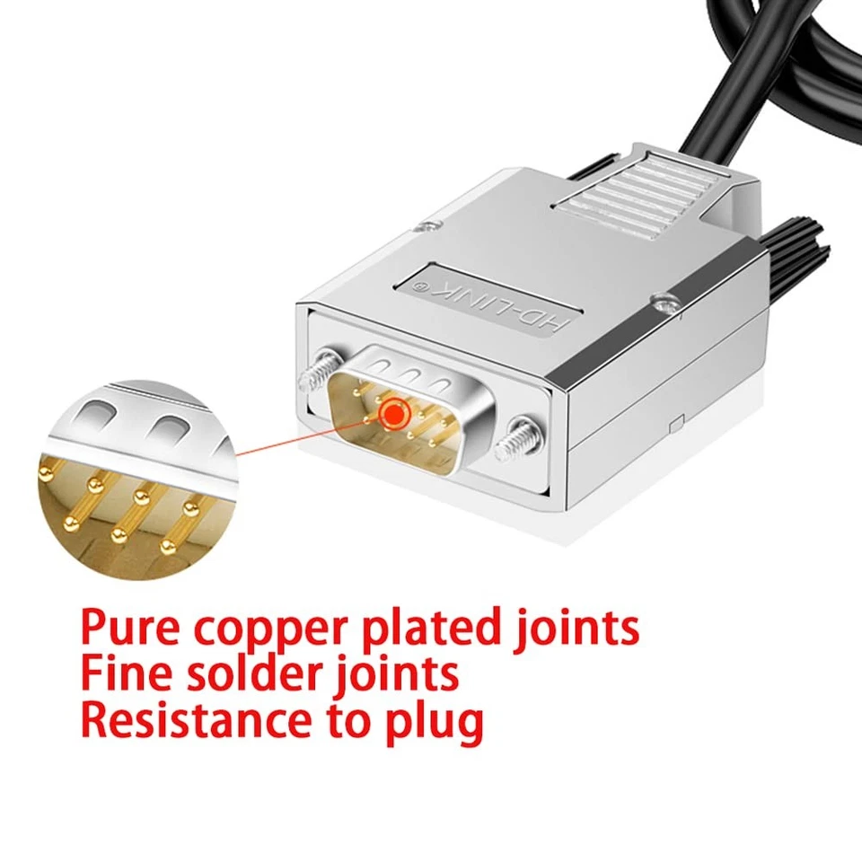 DB9 Solderless Breakout Connector, Male Adapter, 5Ft 24AWG Cable, Metal Shell - Image 2 of 4