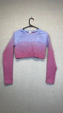 Gymshark Shirt Womens Large Pink Seamless Ombre Long Sleeve Crop Top B1A2Y
