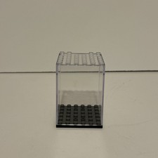 Clear Plastic Display Case for LEGO Minifigure w/ Black Studded Base, Stackable