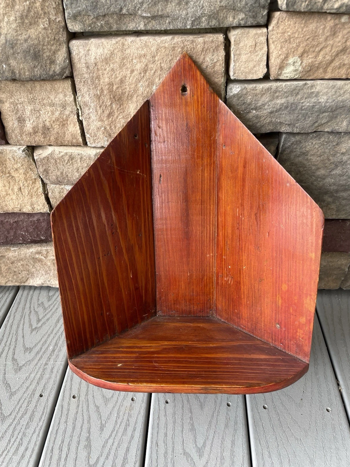 Solid Wood Hand Crafted Cabin Home Décor Wall Knick Knack Trinket Corner Shelf