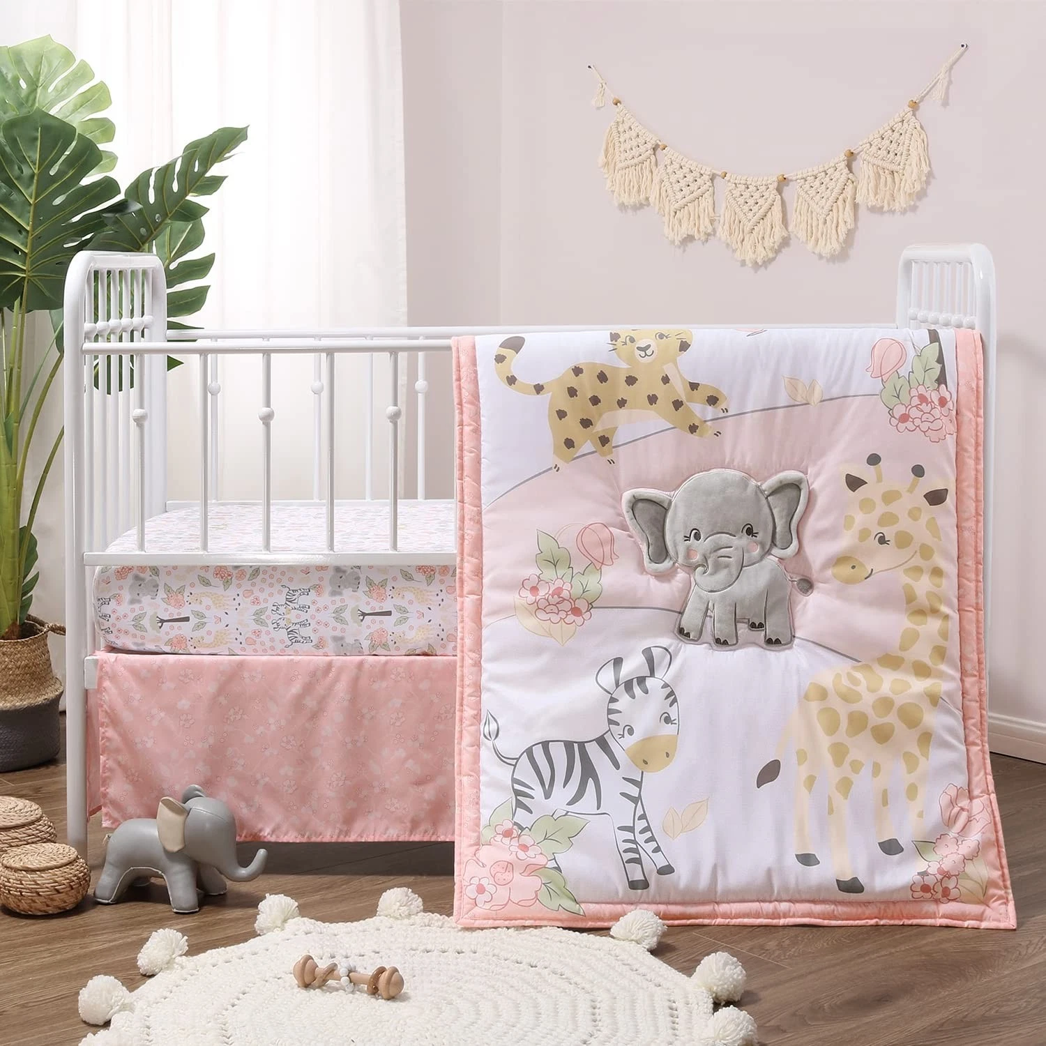 Peanutshell 3 Piece Baby Crib Bedding Set Girls - Newborn Infant Toddler