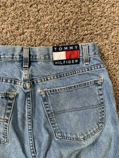 Vtg Tommy Hilfiger Jeans Men 34x32 Flag Back Patch  Baggy Y2K 