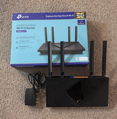 TP-LINK Archer AX21 AX1800 Dual-Band Wi-Fi 6 Router, 4-Port Gigabit Black