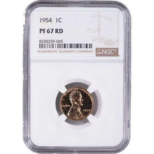 1954 1c Lincoln Wheat Cent - Proof ~ NGC PF 67 RD