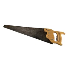 Vtg Henry Disston Carpenters D-8 Hand Saw 26” Rip Woodworking 7TPI USA 