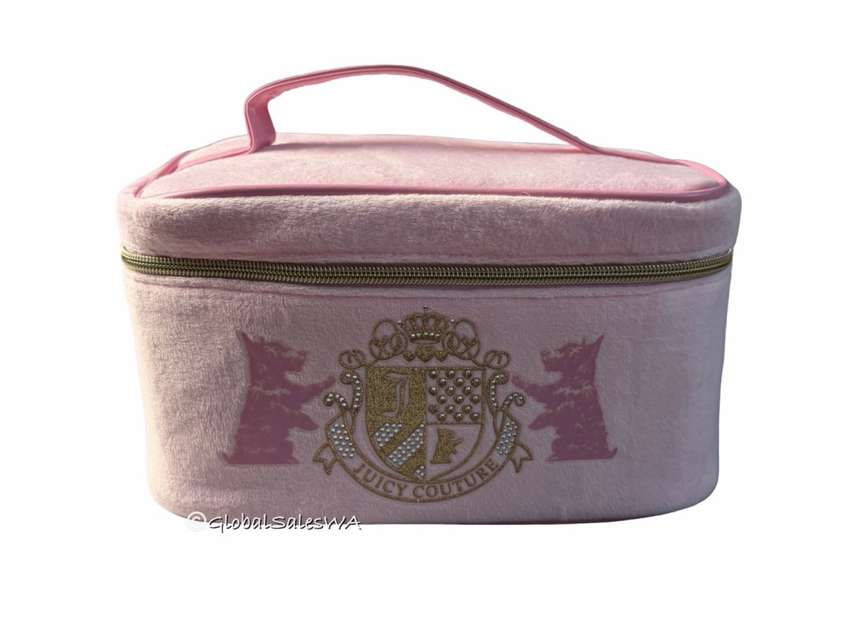 Juicy Couture Pink Scottie Dogs Makeup Bag Toiletries Case With Travel Bottle