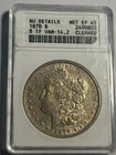 1878 P 8TF Morgan Silver Dollar $1 AU Details Cleaned Anacs Soapbox Holder
