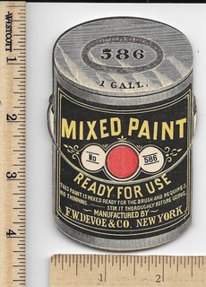 MIXED PAINT READY Palmeter Bros CLEAR LAKE IOWA Die cut 1 GALL. can Trade Card
