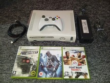 Xbox 360 White 20GB Bundle Controller All Cables 3 Games Tested Working 