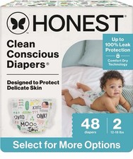 Honest Clean Conscious Diapers Size 2 12-18 lb 48 Count, Multicolor