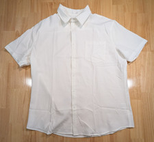 COOFANDY White Linen Blend Short Sleeve Button Front Shirt Men Large