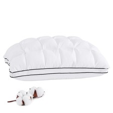 Soft Support Pillow Queen Size, 100 Cotton Cover Noiseless Pillows, Fluffy D...