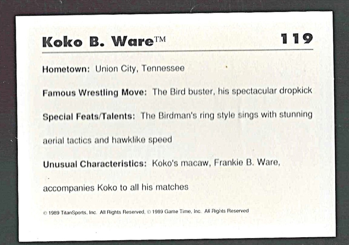Koko B. Ware - 1990 Classic WWF #119 (k1) | eBay