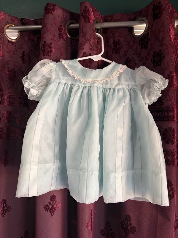 Vintage Light Blue Puff Sleeve Baby Dress 15-18 Months