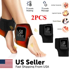 2Pcs Electric Foot Ankle Massager for Pain Relief 3 Modes Vibration Hot Compress
