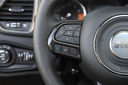 3×Carbon Fiber ABS Steering Wheel Cover for Jeep Renegade 2015+ /Compass 2017-20 - Foto 5 di 11