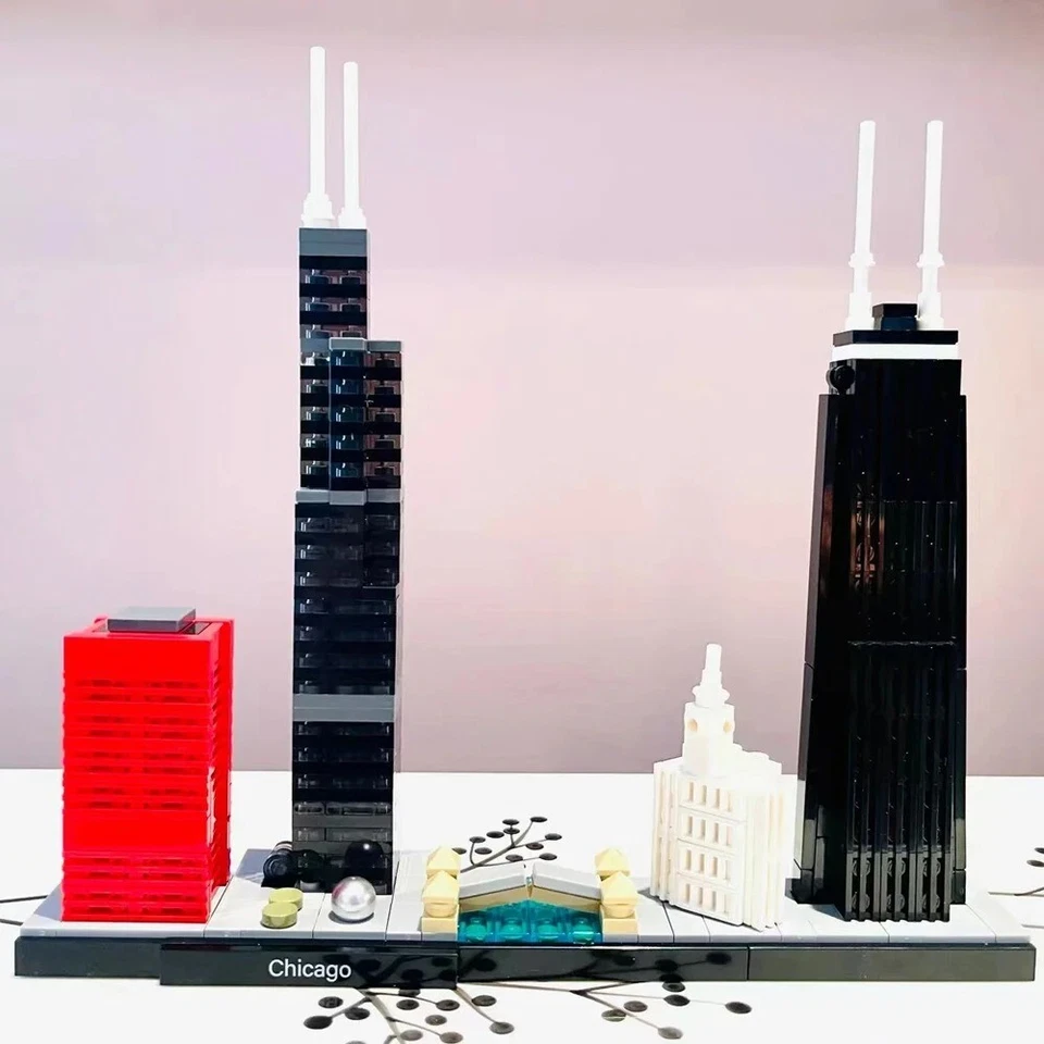 Chicago City Skyline Building Blocks - 3D Puzzle - With Paper Manual - No Box - Image 3 of 4