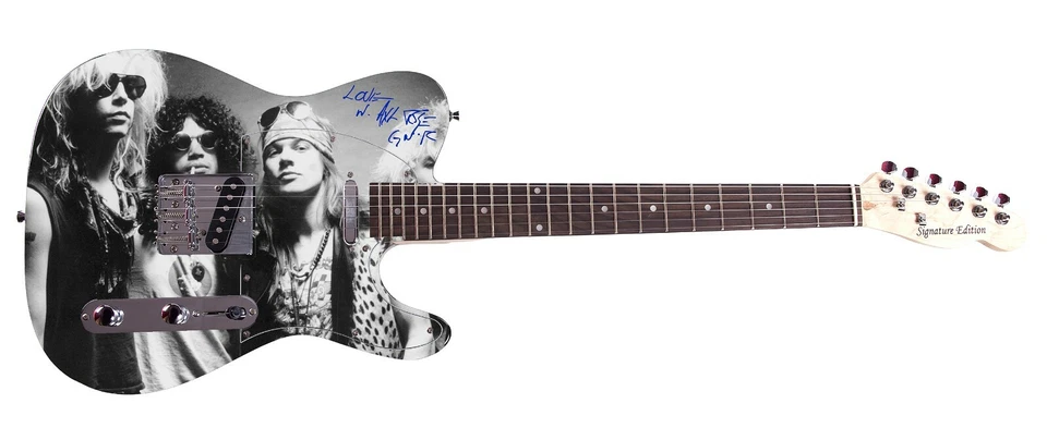 Rose Axl Autographed Photo Guitar Group - Image 2 of 3