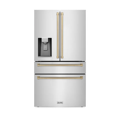 ZLINE 36'' 21.6 CuFt FRENCH DOOR STAINLESS REFRIGERATOR CHAMPAGNE RFMZ-W-36-CB