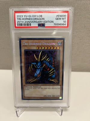 PSA 10 Tri-Horned Dragon LOB-EN000 Secret Rare Unlimited 25th