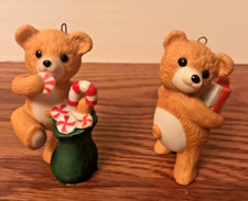 Hallmark Cinnamon Bear Christmas Ornaments #4 & #7 in Series 1986 1989 Porcelain
