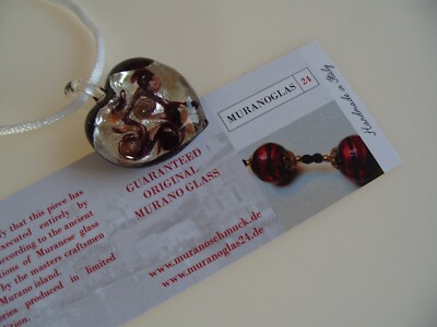 Glas Herzanhänger original Muranoglas Schmuck Anhänger Halskette Kette Herz Neu