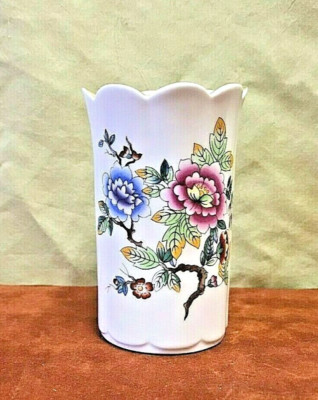 AYNSLEY Cottage Garden Butterflies Fluted Vase Fine Bone China ~ 3 1/2''  England