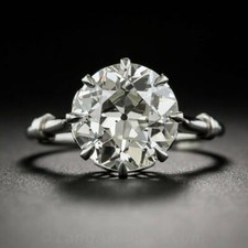 4.12Ct White Round Cut CZ Solitaire Antique Engagement Ring 925 Sterling Silver