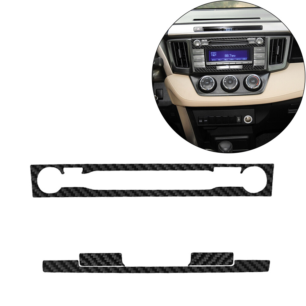 トップス 3298.rav4.bb.3298 4PCS For Toyota RAV4 2013-15 Carbon Fiber Radio Console Interior