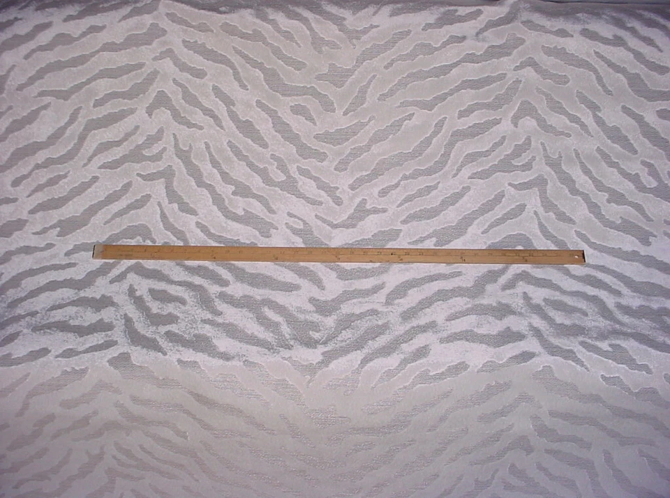 3-1/8Y Zinc Z513 Bengal Moonbeam Gray Tiger Stripe Velvet Upholstery Fabric - Image 2 of 4