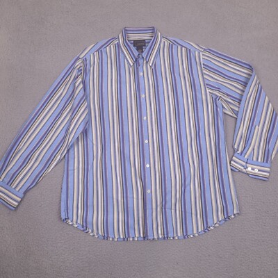 Vintage Cezani Shirt Mens XL Blue Striped Designer Button Down Long Sleeve
