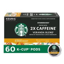 Starbucks Blonde Roast K-Cup Coffee Pods with 2X Caffeine10 Count - Pack of 6