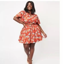 🌼UNIQUE VINTAGE🌻Rust Floral Daryl Skort NWT | SMALL |