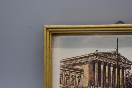 Parlament 6.25"x4.5" Framed Original Radierung Wien Vienna Color - Picture 2 of 13