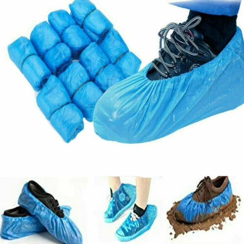 Disposable BLUE Plastic Over Shoes 2 10 30 60 Shoe Boot Covers Carpet Protectors
