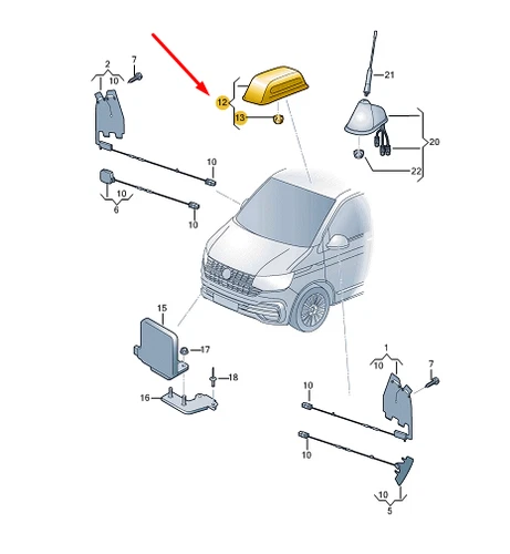VW TRANSPORTER VI T6 Roof Antenna 7LA035507 - Picture 10 of 11