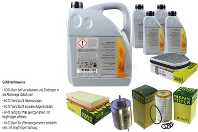Inspektionspaket 9L Öl für Mercedes 229.51 5W30 + MANN Filterpaket 11134232