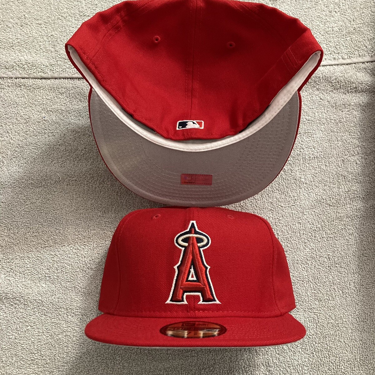 NEW Los Angeles Angels New Era Fitted Hat 7 5/8 Anaheim Club Gray UV Brim  WOOL