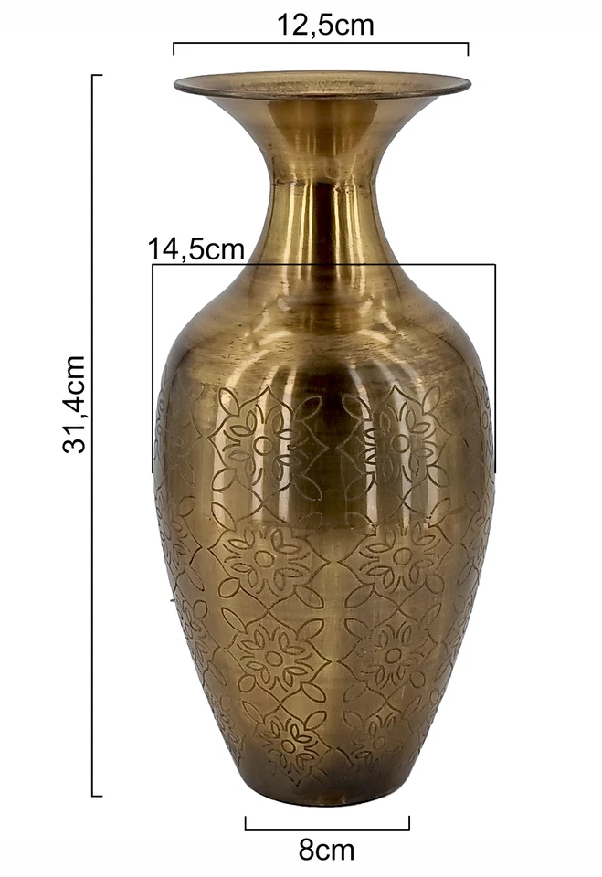 Vase Metall Dekovase Amphore Metallvase Tischvase Tischdeko Muster Massiv gold - Bild 3 von 4
