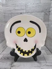 Vintage Rite-Aide Home Ceramic Skull Halloween Candy Dish 6.875"x6.75"