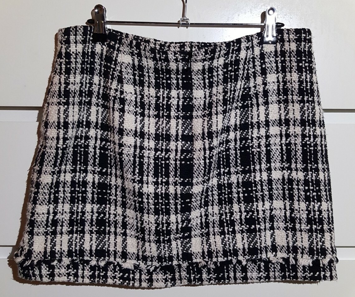 ZARA Coord Frayed Boucle Tweed Blazer Jacket Skirt Fr… Gem