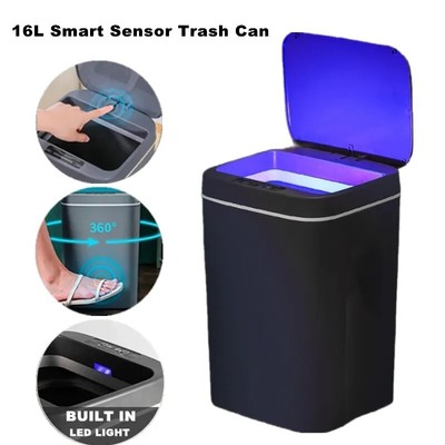16L Automatischer Sensor Mülleimer Elektrisch Touchless Smart Bin Küche Bad Deckel