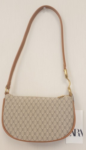 BNWT Zara Brown Mini Purse Handbag Metal Trim Tweed /RG59/12 - Picture 4 of 6