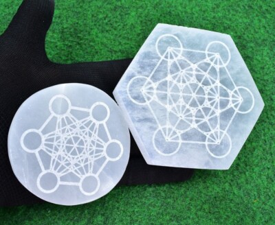 Selenit Kristall Metatron Würfel Blume Leben Aufladen Reinigung UK schneller Versand  