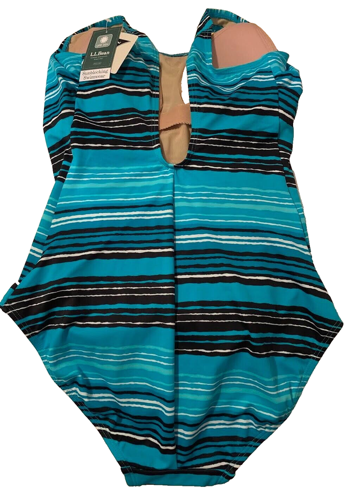 LLBEAN WOMEN'S UPF 50+ ONE PIECE SWIMSUIT SCOOPNECK SIZE 8R STRIPE. eBay