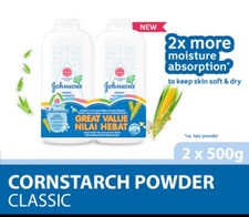 Twin Pack500g/17.6oz Johnson's Baby Powder Classic Cornstartch FREE 100g Blossom