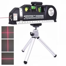 Horizontal Laser Level Ruler Cross Lines Measuring Instrument with Tripod New