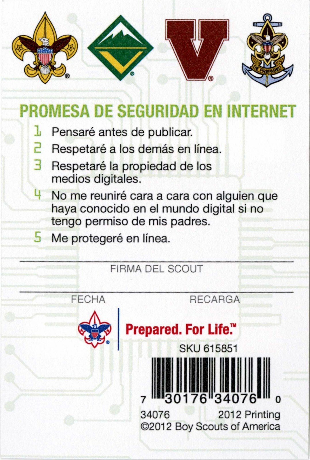 BOY SCOUT 6 CARD SET LOT SPANISH CYBER CHIP INTERNET POCKET CERTIFICATE SET  BSA | eBay